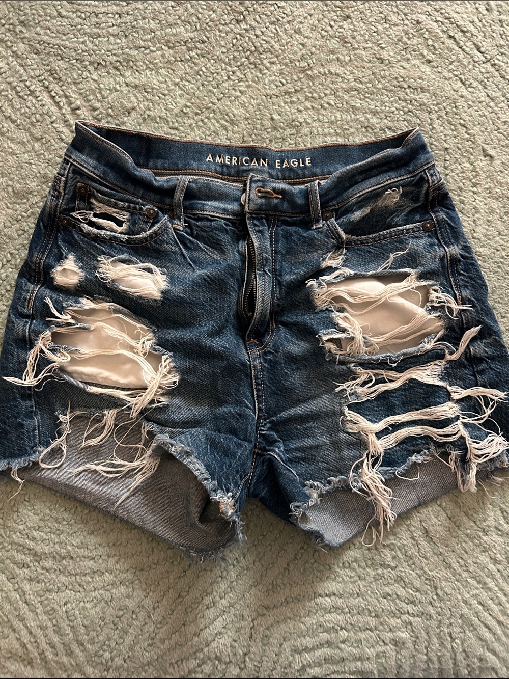 American Eagle Outfitters Distressed Blue Ripped Jean Shorts
